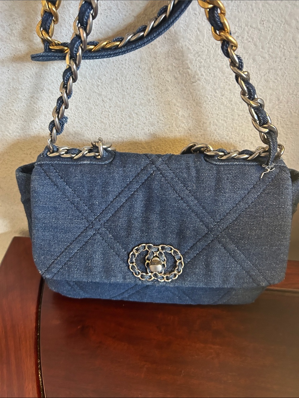 Quilted Denim Crossbody Bag
